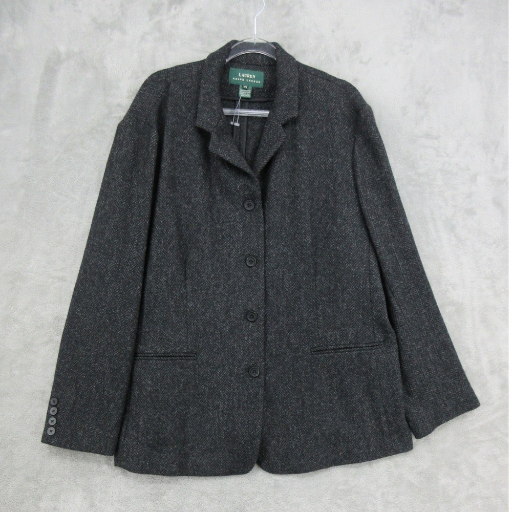 Vintage Ralph Lauren Blazer Womens Size 18W Wool Herringbone Blazer Quiet Luxury